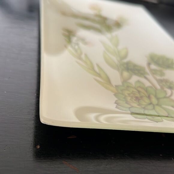 Pottery Barn Glass Succulent Decoupage Tray - Picture 3 of 9